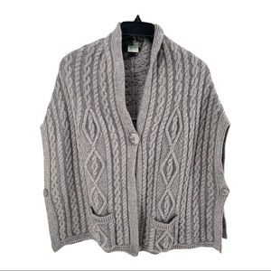 Gray Merino Wool Cable Knit Wrap Sz XL-XXl